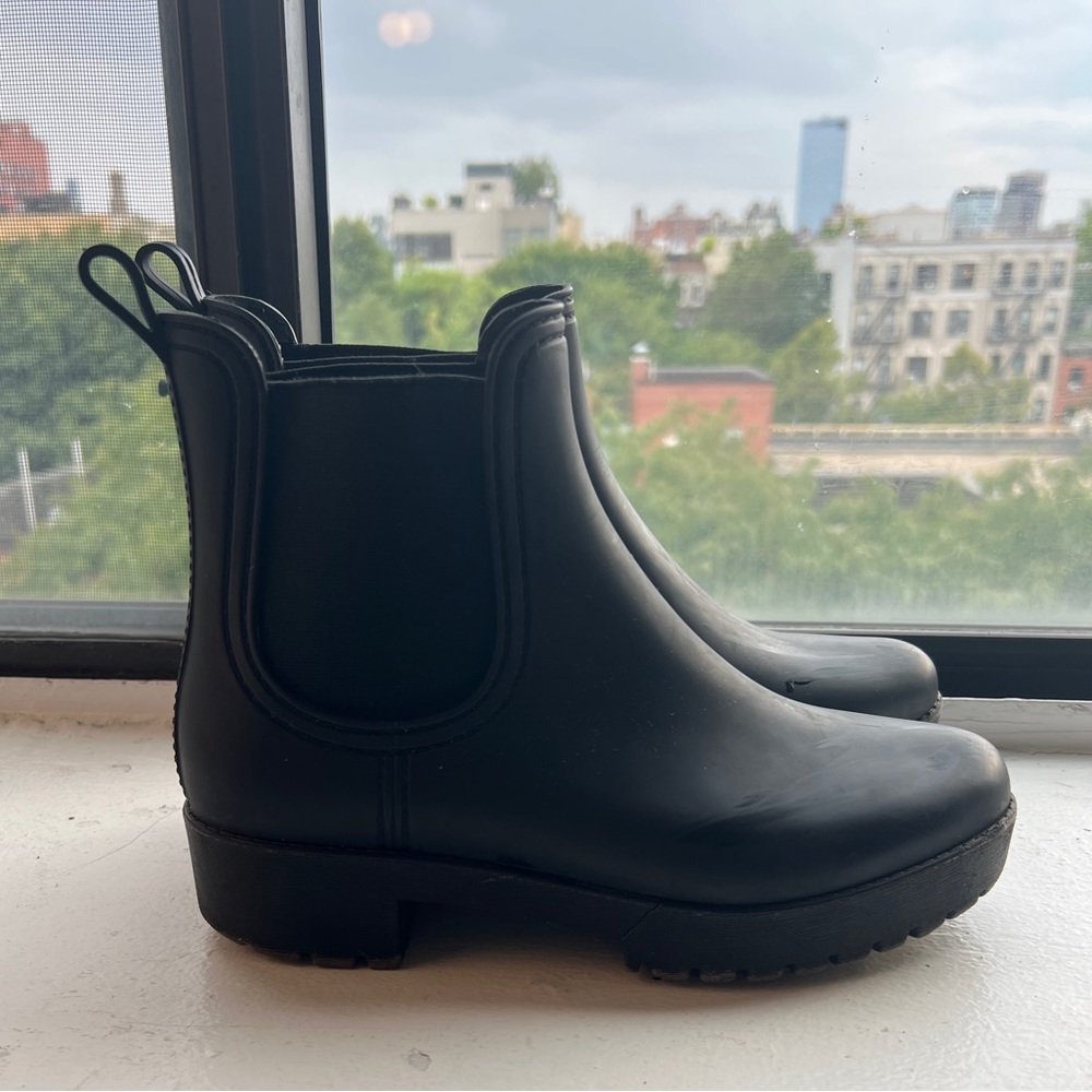 Size 8, Jeffery Cambell black rain boots